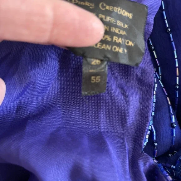 Vintage 80s 100% Silk Beaded Sequin Top Women 26 Long Sleeve Party Cocktail VTG - Picture 9 of 15